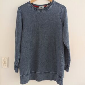 Orvis Washed Birdseye Crew Sweatshirt Medium Blue